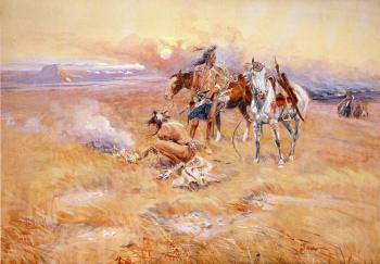 Charles Marion Russell : Blackfeet Burning Crow Buffalo Range